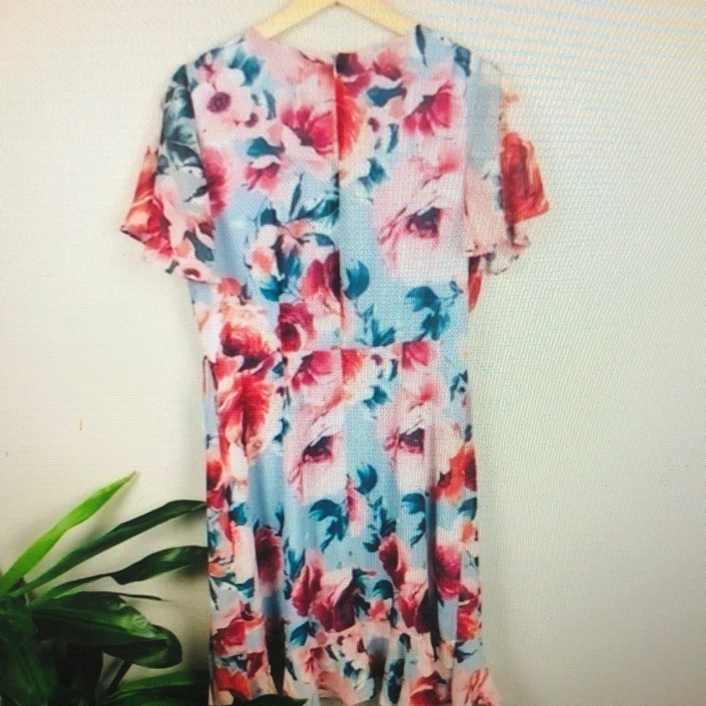 Floral Pink and Blue Women's Dress
